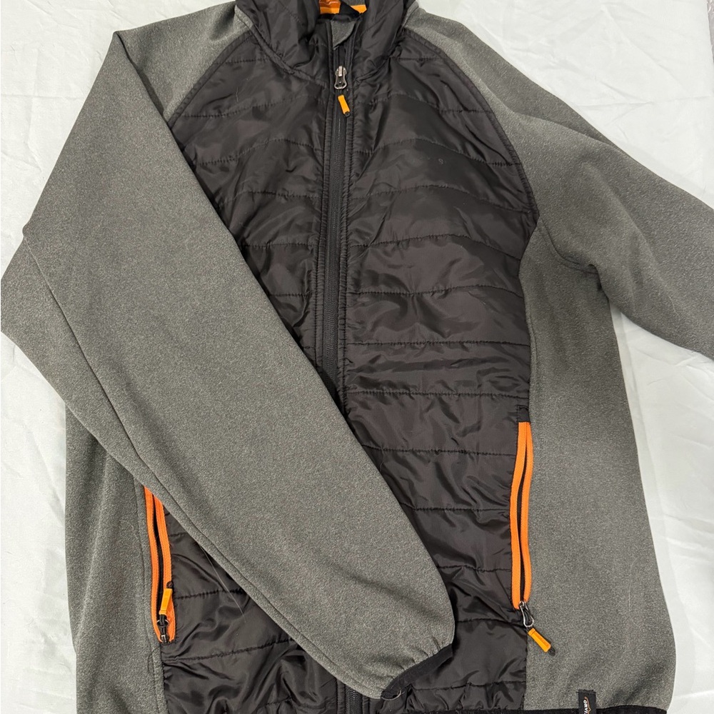 Orvis Black and Gray Jacket with Orange Zippers